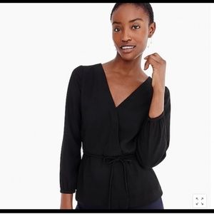 J. Crew Drapey Crepe Faux Wrap V-Neck Top
